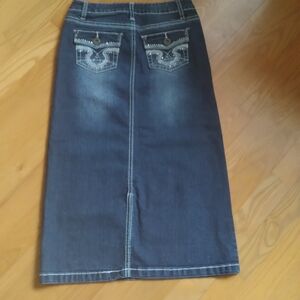 Revolution By Revolt Classic Blue Denim Pencil Skirt Rhinestone Detail Girls 8